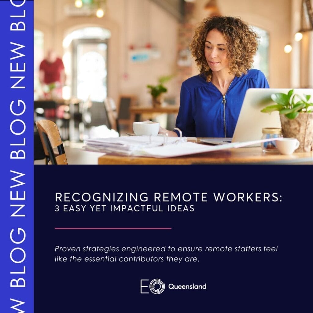 A woman on a laptop with the title recognising remote workers.